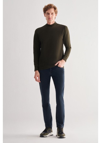 Haki Yarım Balıkçı Yaka Uzun Kol Cepsiz Comfort Fit Pamuklu Triko Kazak 1012255215 fiyatları