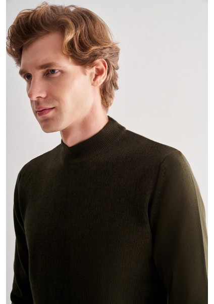 Haki Yarım Balıkçı Yaka Uzun Kol Cepsiz Comfort Fit Pamuklu Triko Kazak 1012255215 fırsatları