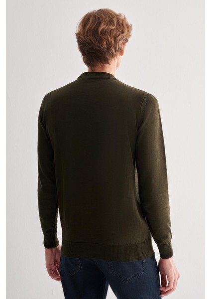 Haki Yarım Balıkçı Yaka Uzun Kol Cepsiz Comfort Fit Pamuklu Triko Kazak 1012255215 indirimleri