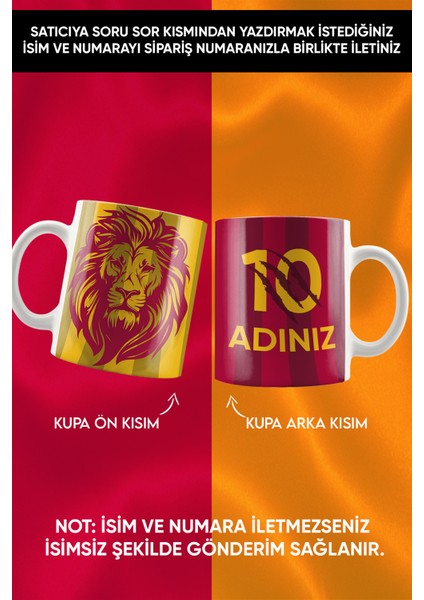Kişiye Özel Ad Soyad Numara ve Aslan Figürlü Kupa Mug Kahve Fincan Bardak