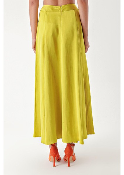 Asit Sarı Yüksek Bel Keten Etek 81271 fırsatları