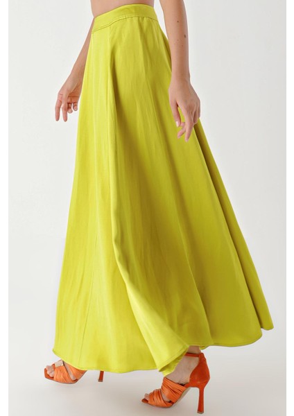 Asit Sarı Yüksek Bel Keten Etek 81271 indirimleri