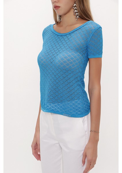 Mavi Jakar Örgülü Triko Bluz 28250 modelleri