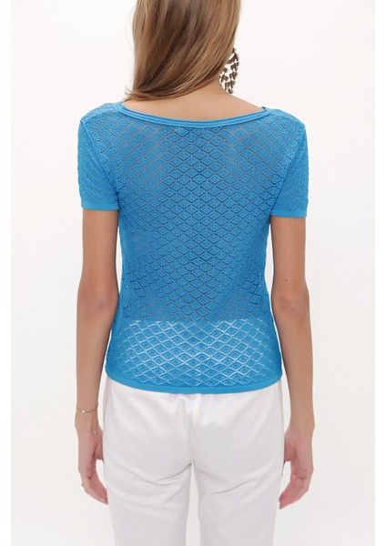 Mavi Jakar Örgülü Triko Bluz 28250 fırsatları