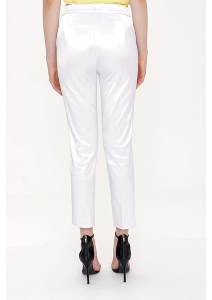 Beyaz Beli Lastikli Boru Paça Pantolon 41373 indirimleri