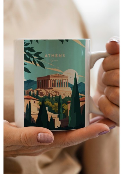 Greece- Yunanistan- Athens Baskılı Premium Kupa Bardak