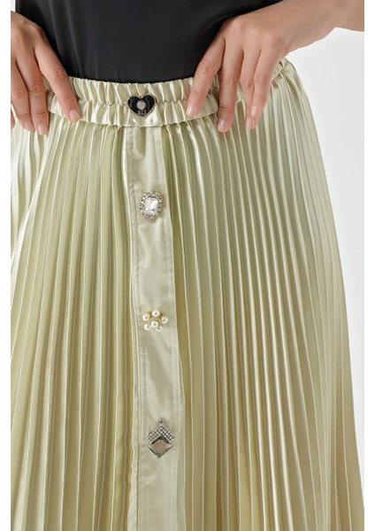 Bej Piliseli ve Aksesuar Detaylı Uzun Etek 81256 indirimleri