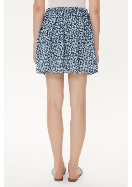 Mavi Desenli Büzgülü Mini Etek 81166 fırsatları