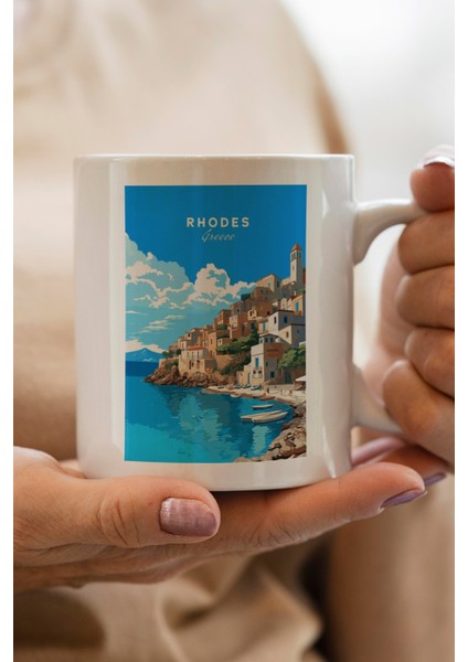 Rhodes- Greece Baskılı Premium Kupa Bardak
