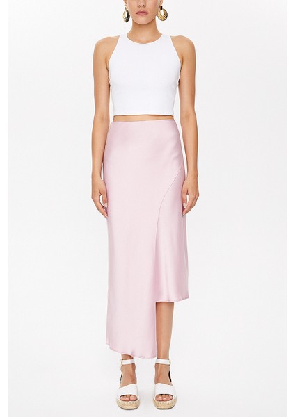 Pembe Asimetrik Kesim Dar Etek 81114