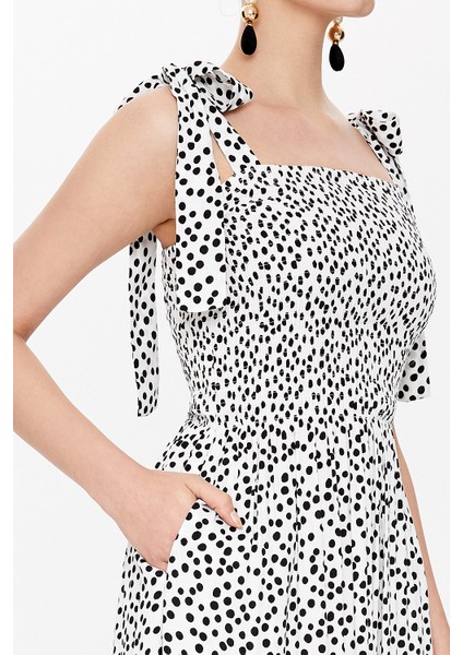 Ekru Gipeli Kalın Askılı Midi Elbise 93100 modelleri