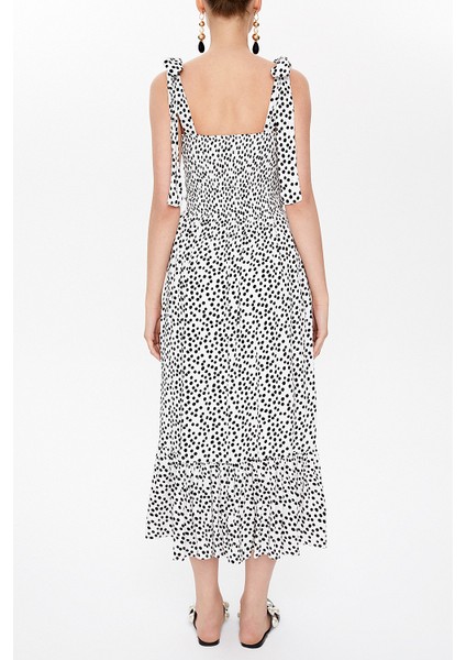 Ekru Gipeli Kalın Askılı Midi Elbise 93100 fırsatları