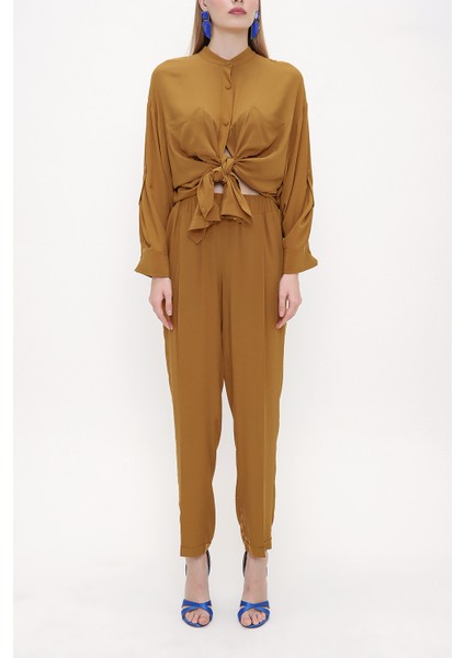 Hardal Beli Lastikli Bol Kesim Pantolon 41608