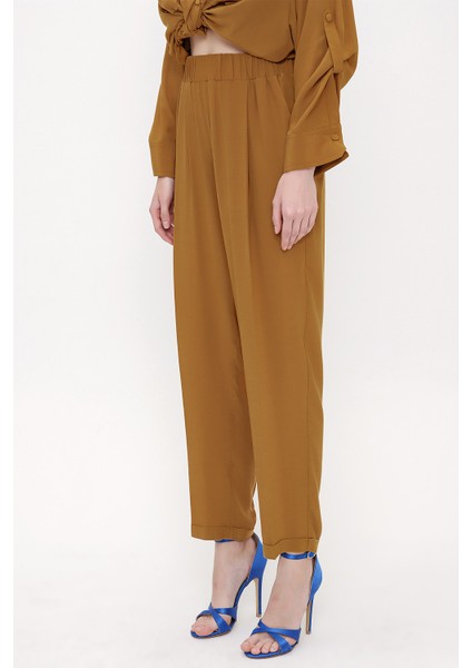 Hardal Beli Lastikli Bol Kesim Pantolon 41608 modelleri
