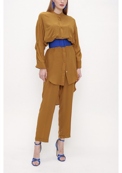 Hardal Beli Lastikli Bol Kesim Pantolon 41608 indirimleri