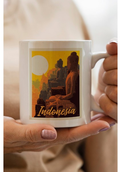 Indonesia- Endonezya Baskılı Premium Kupa Bardak