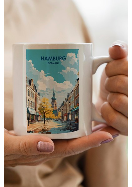 Germany- Almanya- Hamburg Baskılı Premium Kupa Bardak