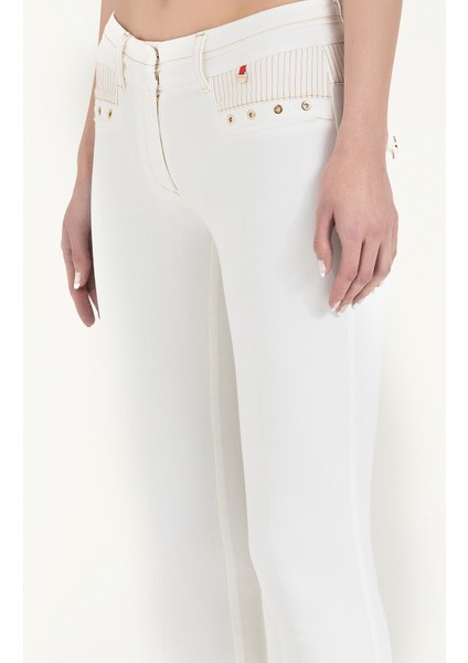 Beyaz Dar Kesim Pamuk Pantolon 40679 modelleri