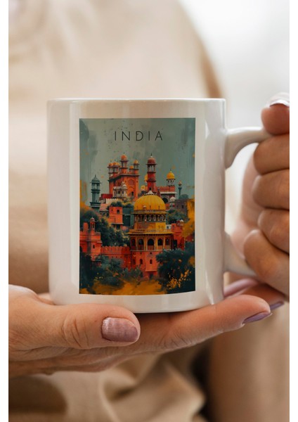 India Baskılı Premium Kupa Bardak