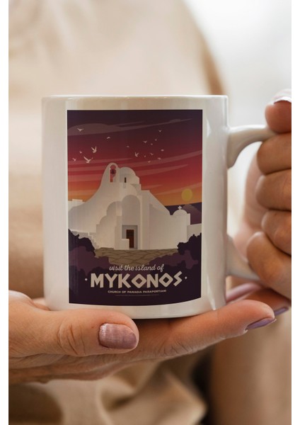 Greece- Yunanistan- Mykonos Baskılı Premium Kupa Bardak