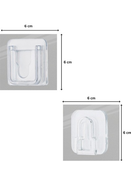 Eşya Sabitleme Askısı 10 Çift Şeffaf Çift Taraflı Yapışkanlı Geçmeli Klips (5263) indirimleri