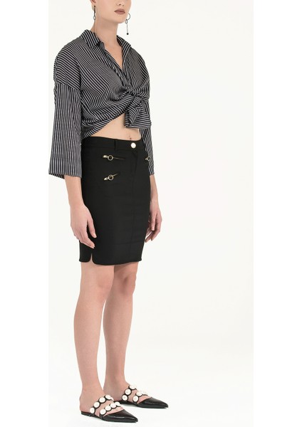 Siyah Fermuarlı Dar Kesim Etek 80528 fiyatları