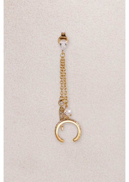 Altın Kristal Taş Detaylı ve Sallantılı 925 Ayar Gümüş Küpe 42 modelleri