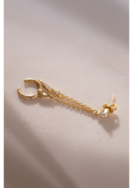 Altın Kristal Taş Detaylı ve Sallantılı 925 Ayar Gümüş Küpe 42 fırsatları