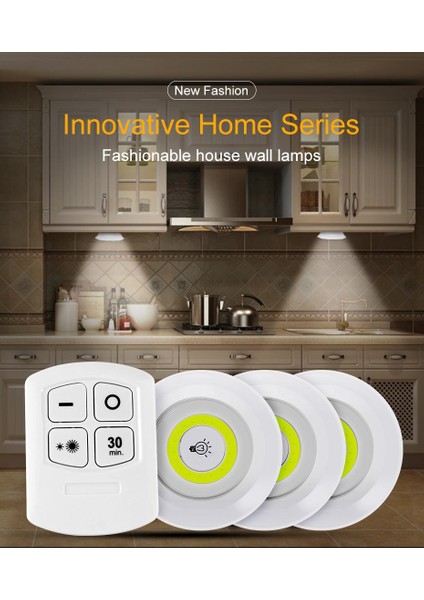 Uzaktan Kumandalı Yapışkanlı Kablosuz Pilli LED 3’lü (5263) indirimleri