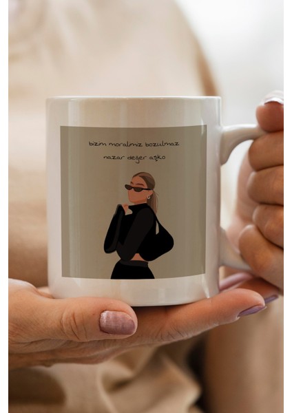 Bizim Moralimiz Bozulmaz Nazar Değer Aşko Baskılı Premium Kupa Bardak