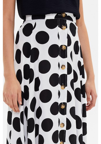 Puantiyeli Düğmeli Volanlı Etek 81063 fırsatları