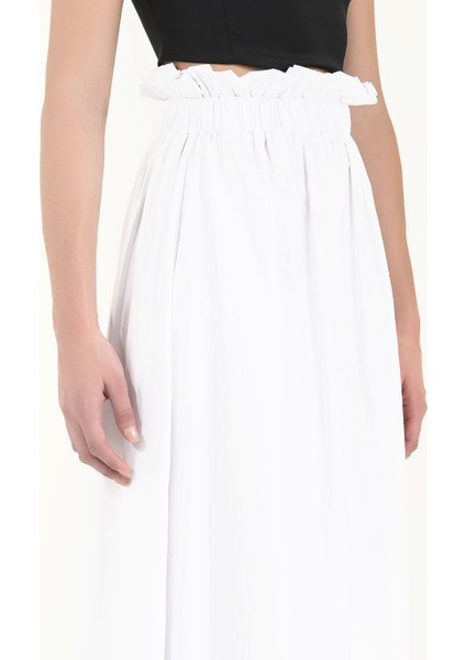 Beyaz Yüksek Bel Lastikli Uzun Etek 80995 modelleri
