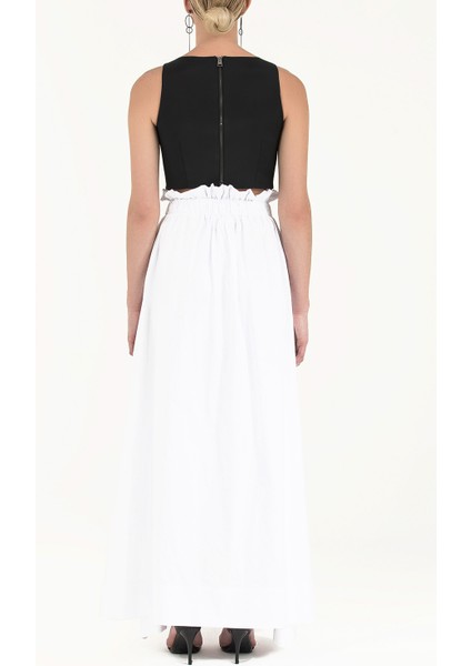 Beyaz Yüksek Bel Lastikli Uzun Etek 80995 fırsatları