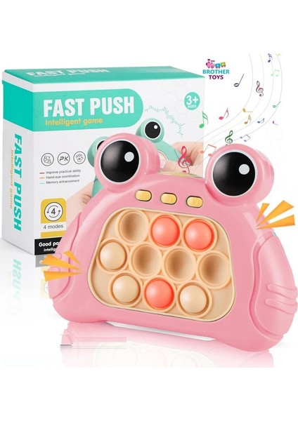 Kurbağa Model Işıklı Popit Oyun Konsolu Pop It Oyuncak Konsol Pembe Renk