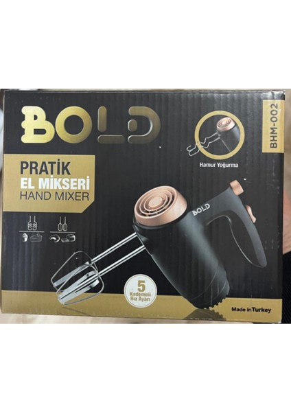 Pratik 5 Kademeli Elektrikli El Mikseri, Siyah, Kolay Kullanım, Hızlı ve Güçlü Çalışma indirimleri