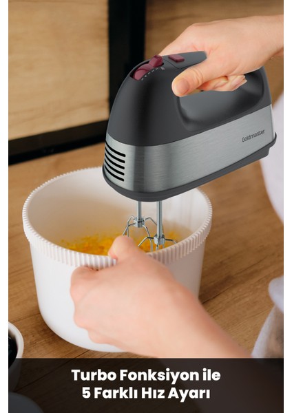 Paslanmaz Çelik Turbo El Mikseri, 5 Hız, Çırpma ve Yoğurma Aparatıyla Kolay Kullanım modelleri