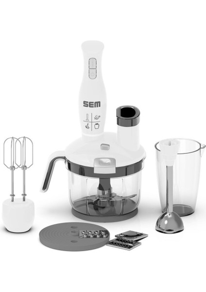 5 Parça Beyaz Blender Seti, Pratik ve Şık Mutfak Gereciği