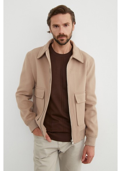 Fermuarlı Polo Yaka Cepli Kaşe Ceket fiyatları