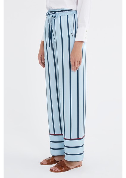 Mavi Beli Lastikli Bol Kesim Pantolon 41344 modelleri