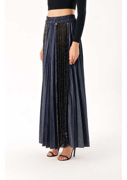 Lacivert Dantel Detaylı Piliseli Etek 81273 modelleri