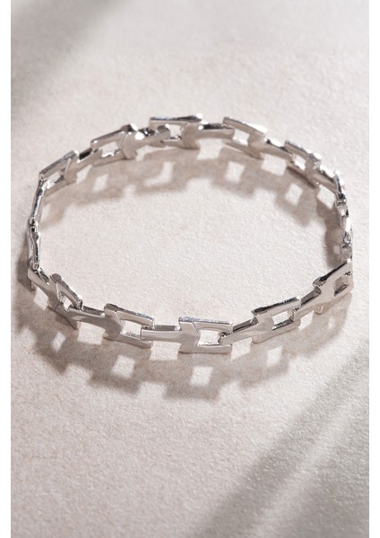 Gümüş Bağlantı Tasarım Detaylı 925 Ayar Gümüş Bileklik 22