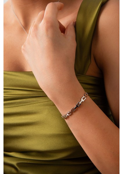 Gümüş Bağlantı Tasarım Detaylı 925 Ayar Gümüş Bileklik 22 fiyatları