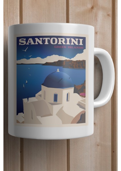 Santorini Baskılı Premium Kupa Bardak fiyatları