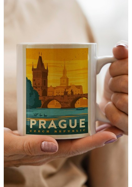 Prague Baskılı Premium Kupa Bardak