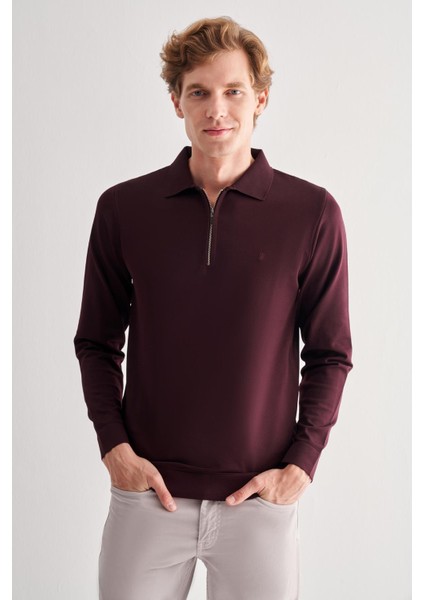 Mürdüm Uzun Kol Fermuarlı Yaka Cepsiz Slim Fit Triko 1012255150