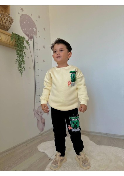 Erkek Çocuk Craf Modelli 3 Iplik Şardonlu Eşofman Takımı modelleri