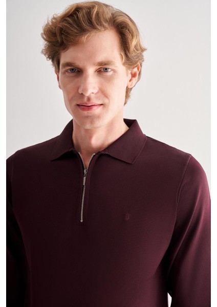 Mürdüm Uzun Kol Fermuarlı Yaka Cepsiz Slim Fit Triko 1012255150 fırsatları