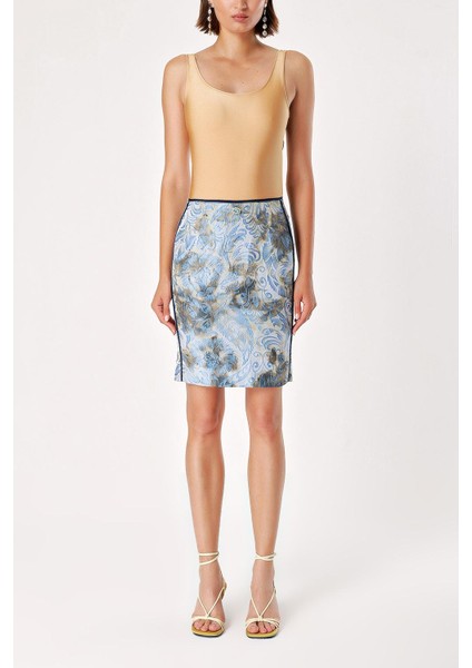 Mavi Jakarlı Kalem Etek 80502 fiyatları