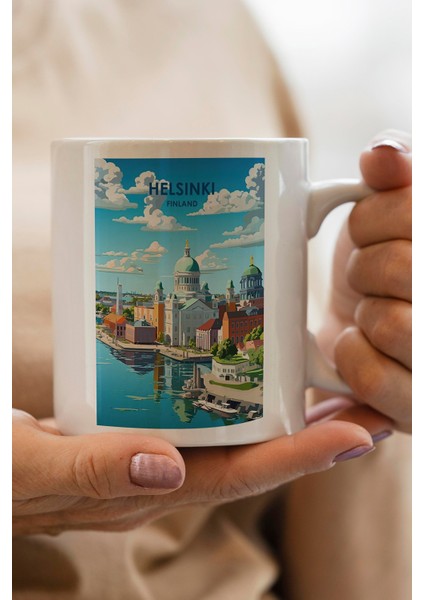 Finland- Finlandiya- Helsinki Baskılı Premium Kupa Bardak