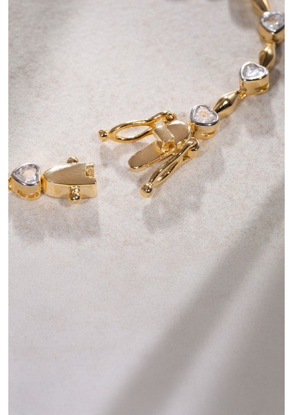 Altın Kalpli Kristal Taşlı 925 Ayar Gümüş Bileklik 20 fırsatları